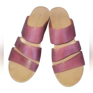 Chocolat Blue Morgan Women's Burgundy Cork Wedge Heels Sandals Sz 9